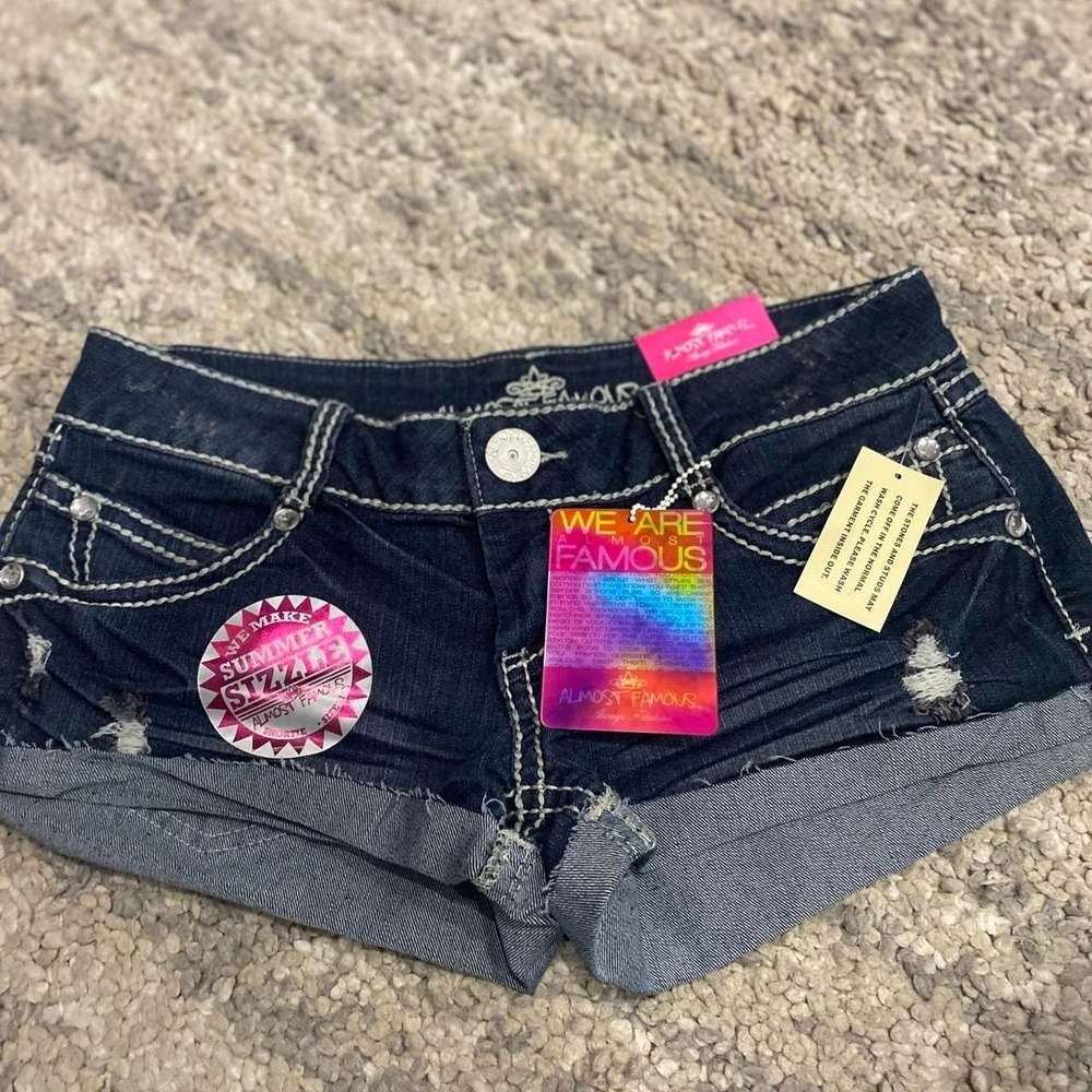 Almost Famous Y2K Low-Rise Denim Shorts – NWT – Size 11 (34 inch waist)2000's